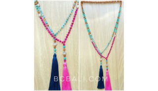 bali rudraksha organic bead necklace tassels ganitri